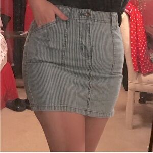 Vintage Y2K Route 66 Pin Stripe Jean Mini Skirt. Size 8